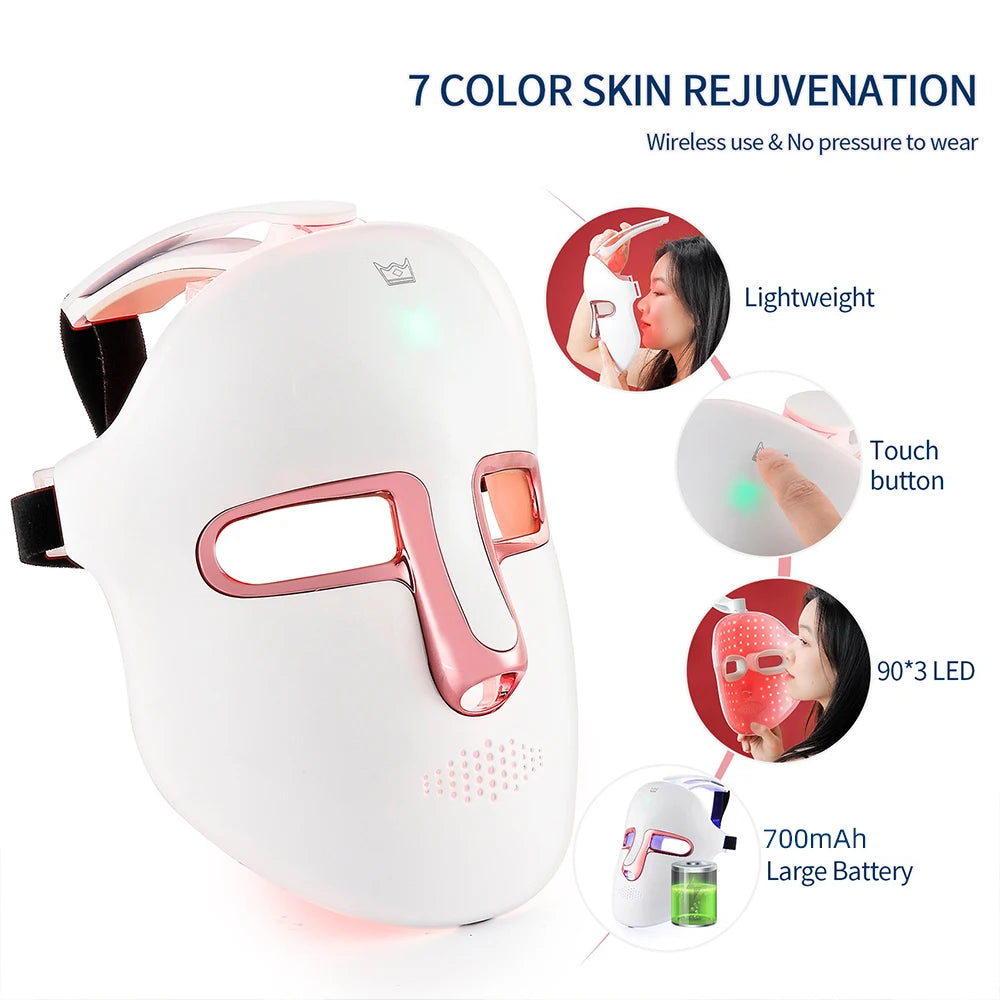 7-Color Photon Light Therapy LED Facial & Neck Mask