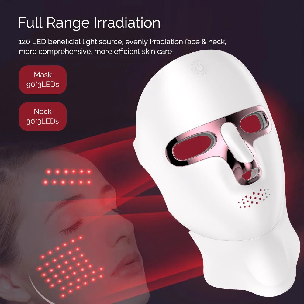 7-Color Photon Light Therapy LED Facial & Neck Mask