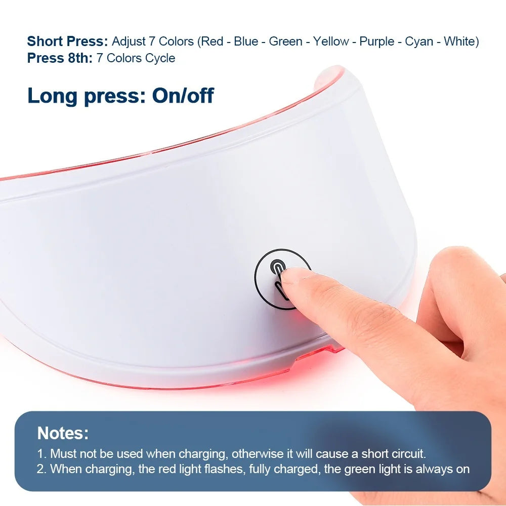 7-Color Photon Light Therapy LED Facial & Neck Mask