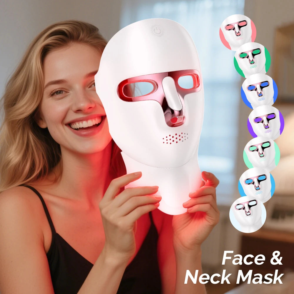 7-Color Photon Light Therapy LED Facial & Neck Mask