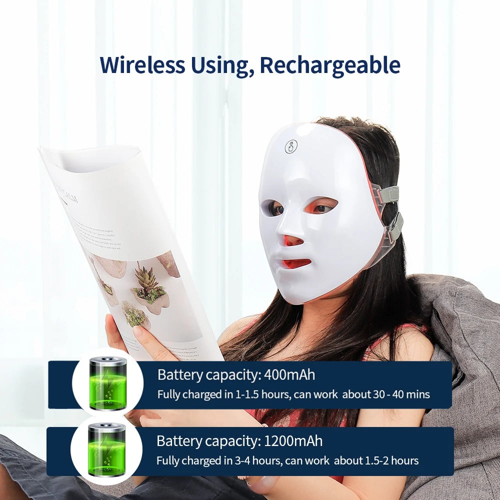 7-Color Photon Light Therapy LED Facial & Neck Mask