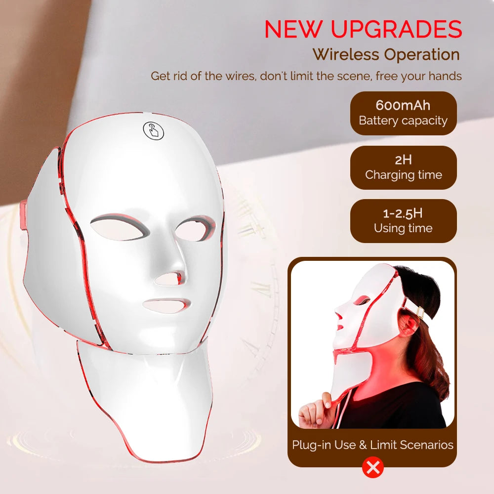 7-Color Photon Light Therapy LED Facial & Neck Mask