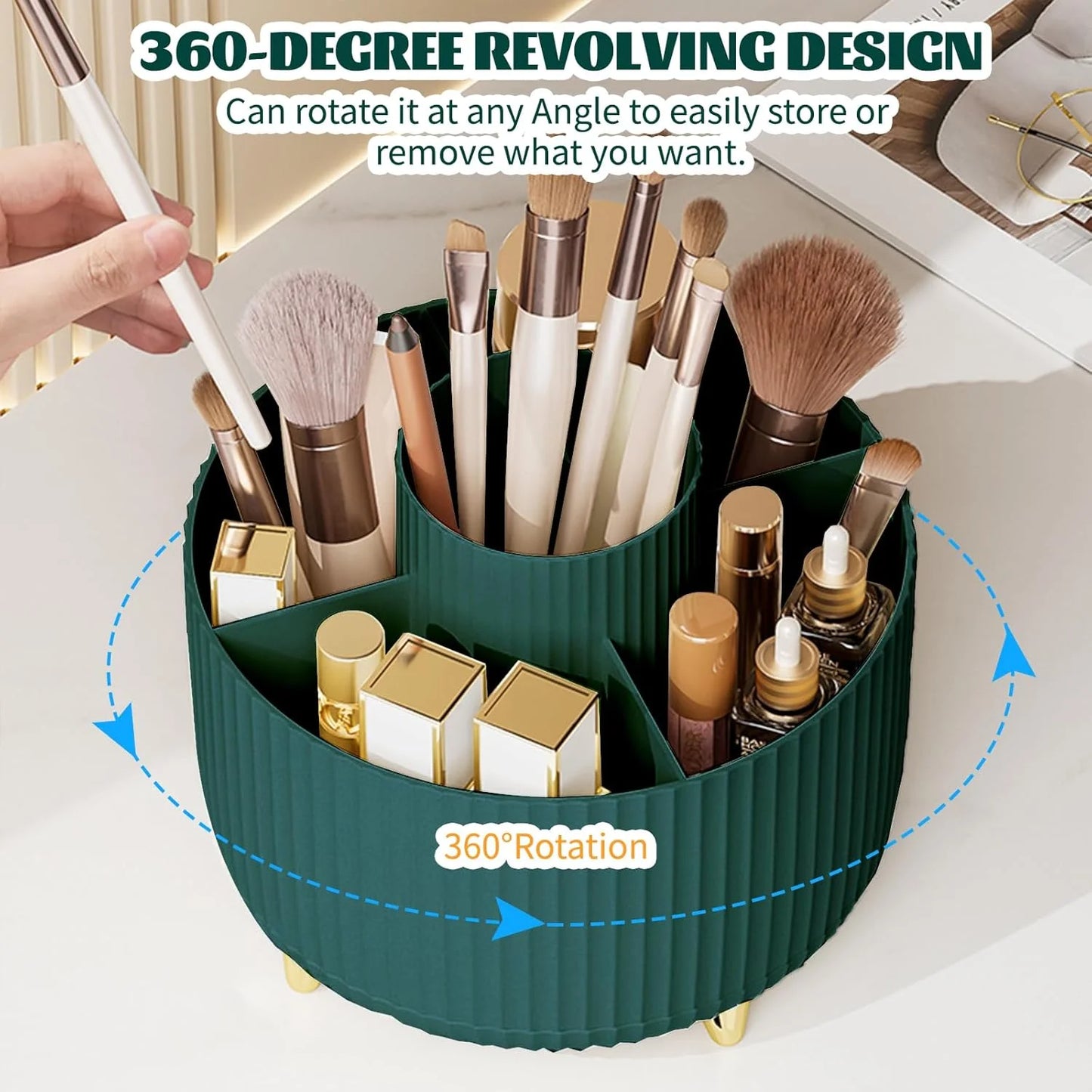 360° Rotating Makeup Brush Organizer
