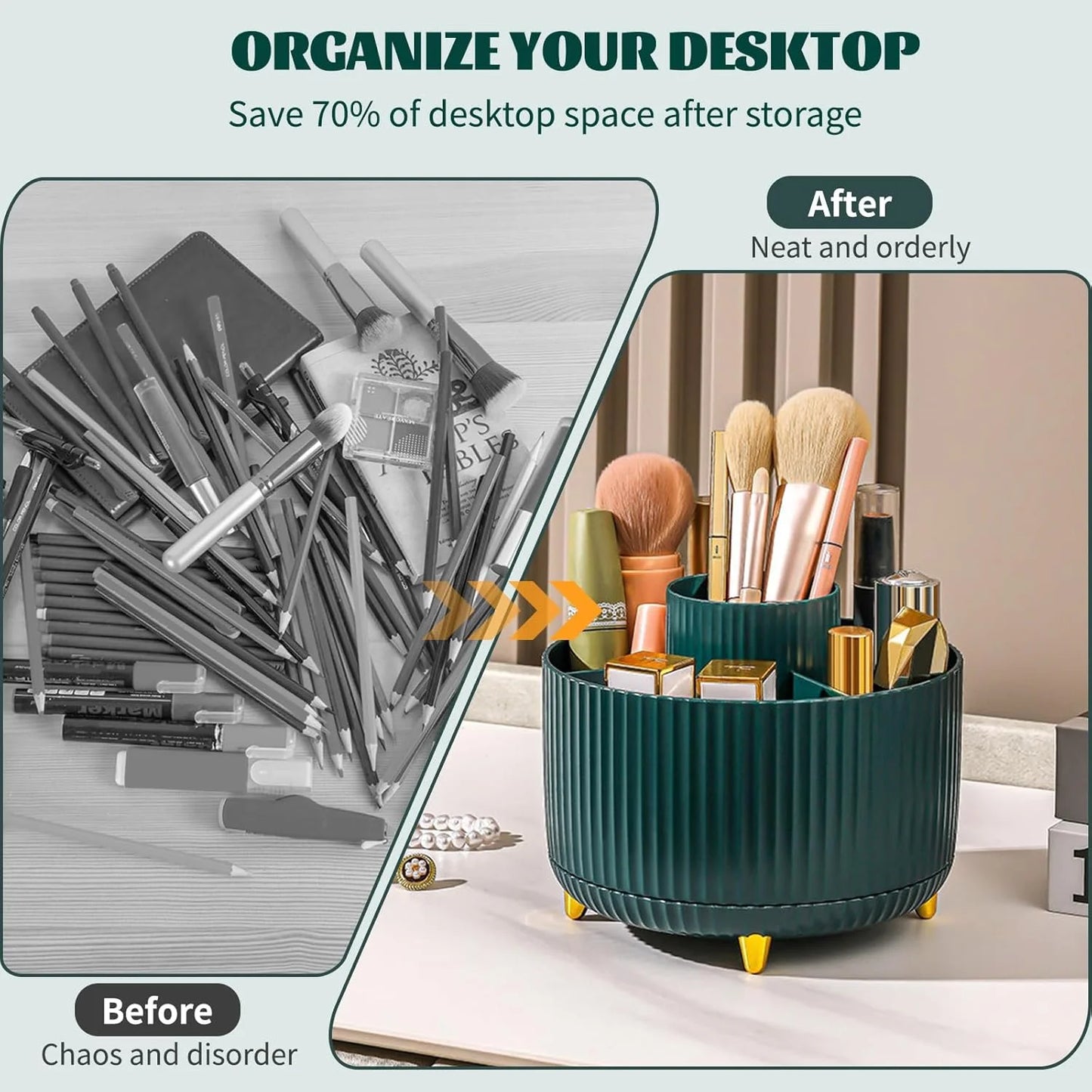 360° Rotating Makeup Brush Organizer