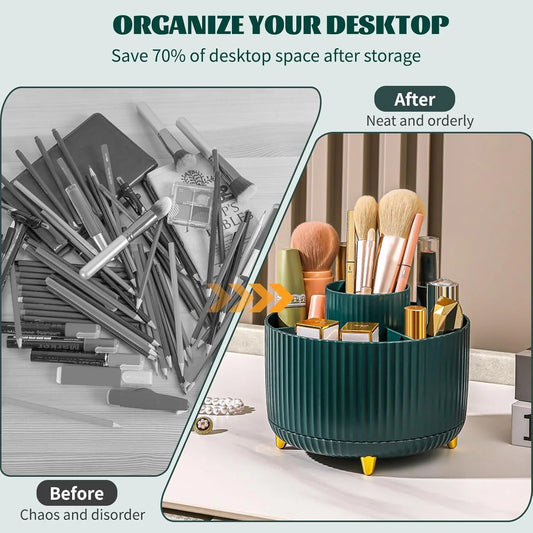 360° Rotating Makeup Brush Organizer